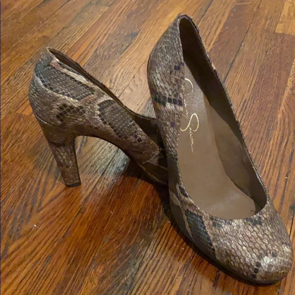 Jessica Simpson snake skin pattern shoes